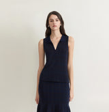 CHECK SLEEVELESS POLO TOP