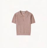 SHEER CABLE-KNIT SHORT-SLEEVE POLO