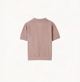 SHEER CABLE-KNIT SHORT-SLEEVE POLO