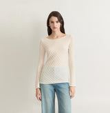 SHEER CABLE-KNIT GATHERED TOP