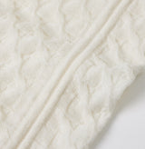 SHEER CABLE-KNIT GATHERED TOP