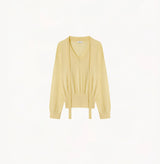 WOOL V-NECK TOP WITH RIBBON