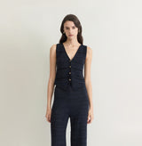 SHIMMER POINTELLE V-NECK VEST