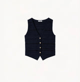 SHIMMER POINTELLE V-NECK VEST