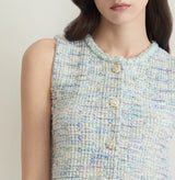 TWEED CROCHET-TRIM CREWNECK VEST
