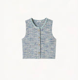 TWEED CROCHET-TRIM CREWNECK VEST
