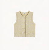 TWEED CROCHET-TRIM CREWNECK VEST
