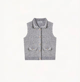 MULTICOLOR TWEED COLLARED VEST