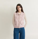 MULTICOLOR TWEED COLLARED VEST