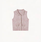 MULTICOLOR TWEED COLLARED VEST