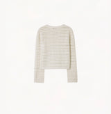 CROCHET-TRIM POINTELLE CREWNECK CARDIGAN