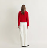 CROCHET-TRIM POINTELLE CREWNECK CARDIGAN
