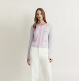 MULTICOLOR BUTTON-FRONT CREWNECK CARDIGAN