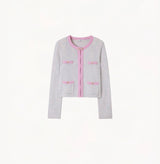 MULTICOLOR BUTTON-FRONT CREWNECK CARDIGAN