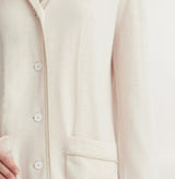 METALLIC-TRIM COLLARED CARDIGAN