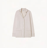 METALLIC-TRIM COLLARED CARDIGAN