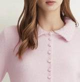 DETACHABLE FUR-COLLAR CARDIGAN