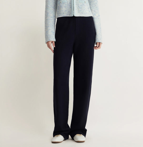 BOILED WOOL STRAIGHT-LEG PANTS