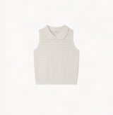 CROCHET-TRIM POINTELLE COLLARED VEST