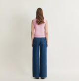 CROCHET-TRIM POINTELLE COLLARED VEST