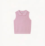 CROCHET-TRIM POINTELLE COLLARED VEST