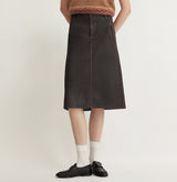 COATED DENIM SKIRT