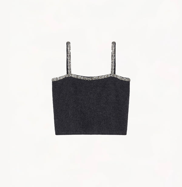 FLUFFY CASHMERE CRYSTAL EMBELLISHED CAMISOLE