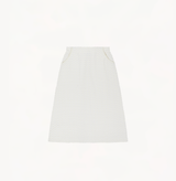 A-line midi skirt in white.