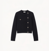 VERTICAL-STRIPED ASYMMETRIC CASHMERE CARDIGAN