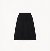 A-line midi skirt in black.