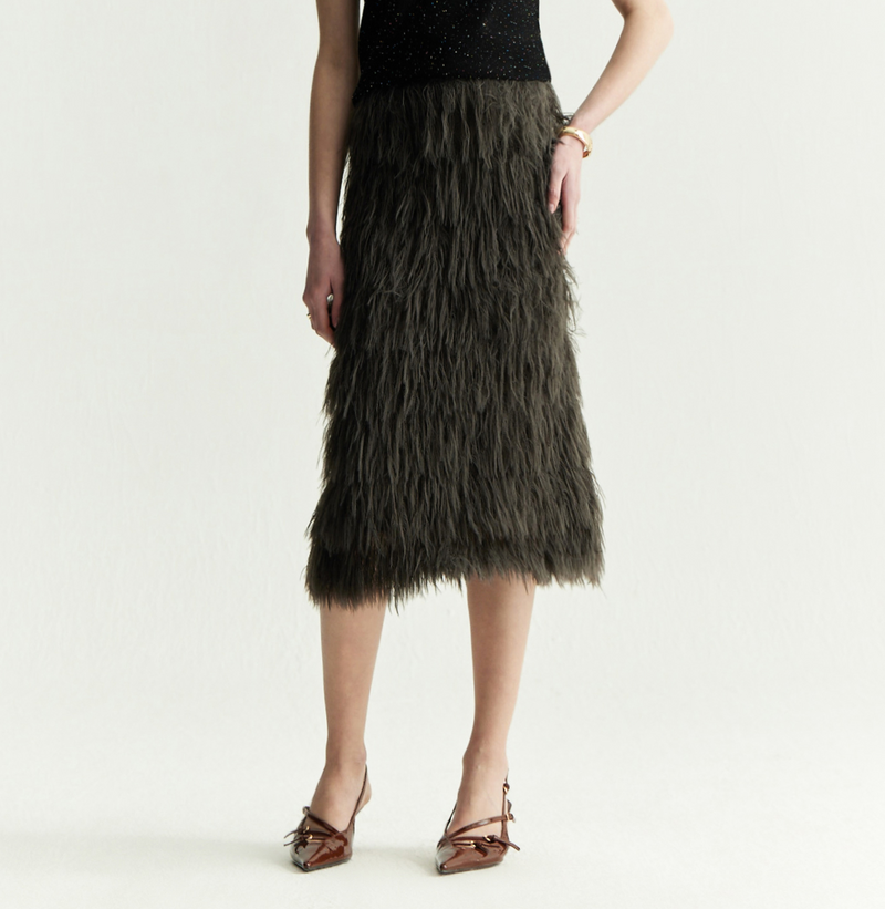 FEATHER MAXI SKIRT