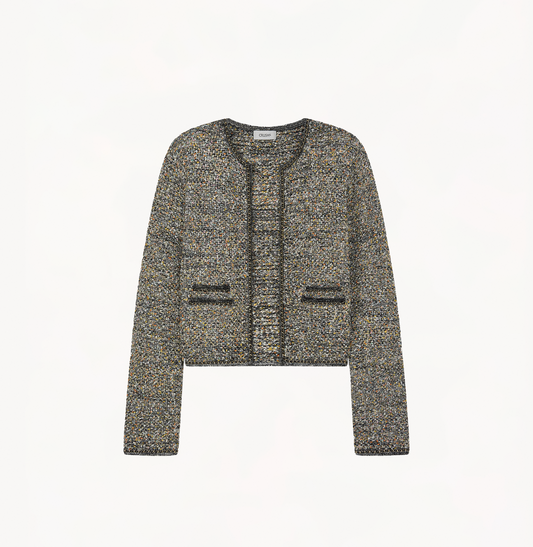 Bouclé jacket in heather black.