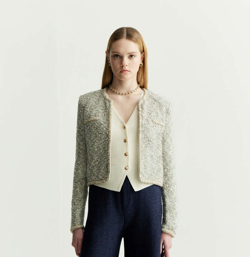 FANCY BOUCLÉ PLACKET JACKET