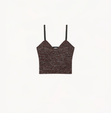 Bustier bouclé top in burgundy.