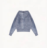 DENIM-LOOK HOODED CARDIGAN