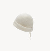 Fluffy cashmere beanie with crystal in White.