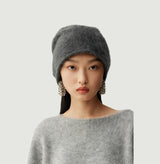 CRYSTAL EMBELLISHED FLUFFY CASHMERE BEANIE