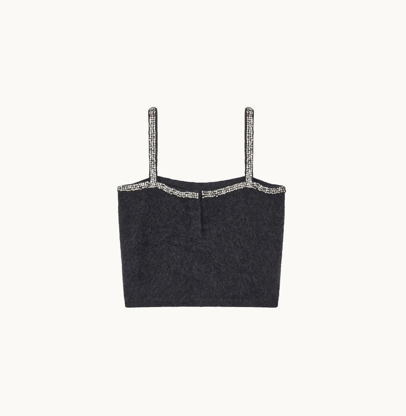 FLUFFY CASHMERE CRYSTAL EMBELLISHED CAMISOLE