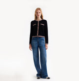 SPECKLE TWEED TRIM CARDIGAN