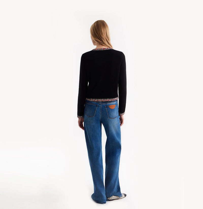 SPECKLE TWEED TRIM CARDIGAN