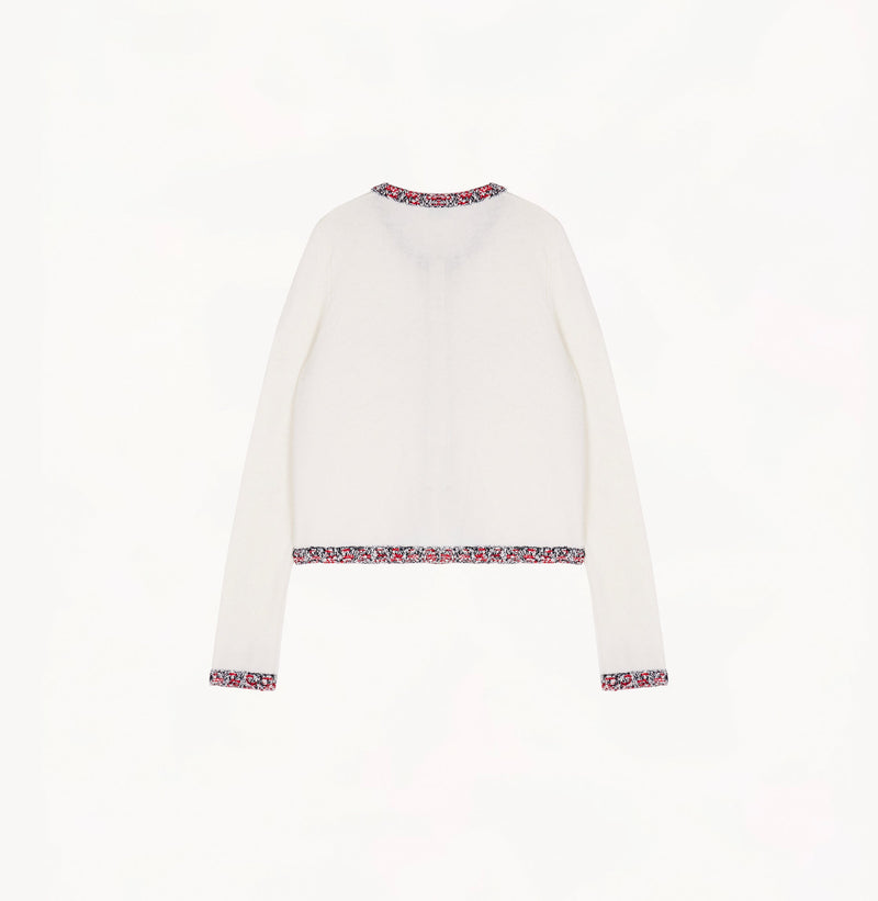 SPECKLE TWEED TRIM CARDIGAN