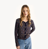 STRIPED TWEED CARDIGAN