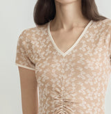 BUTTERFLY DRAWSTRING SHORT-SLEEVED DRESS