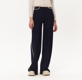 BOUCLÉ AND WOOL PANELLED WIDE-LEG PANTS