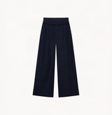 DENIM-LOOK WIDE-LEG FLARED TROUSERS