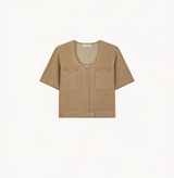 Denim-look jacket for women in camel.