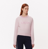 LOGO EMBROIDERY FLUFFY CASHMERE CREWNECK SWEATER