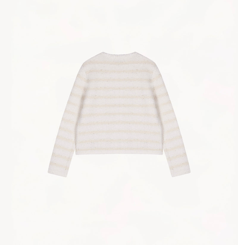 TWEED STRIPED CREWNECK JACKET