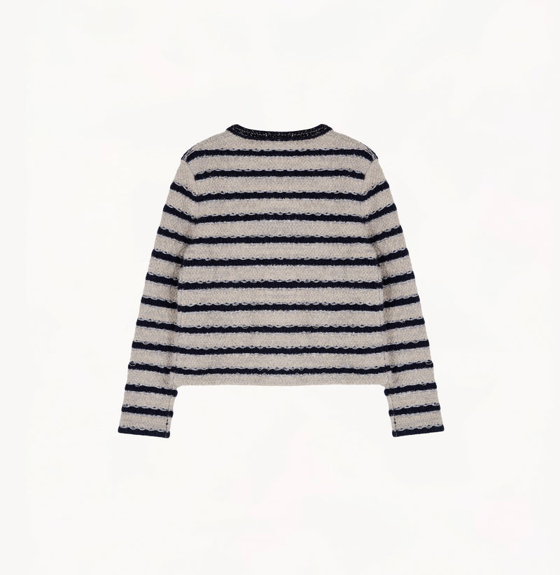 TWEED STRIPED CREWNECK JACKET