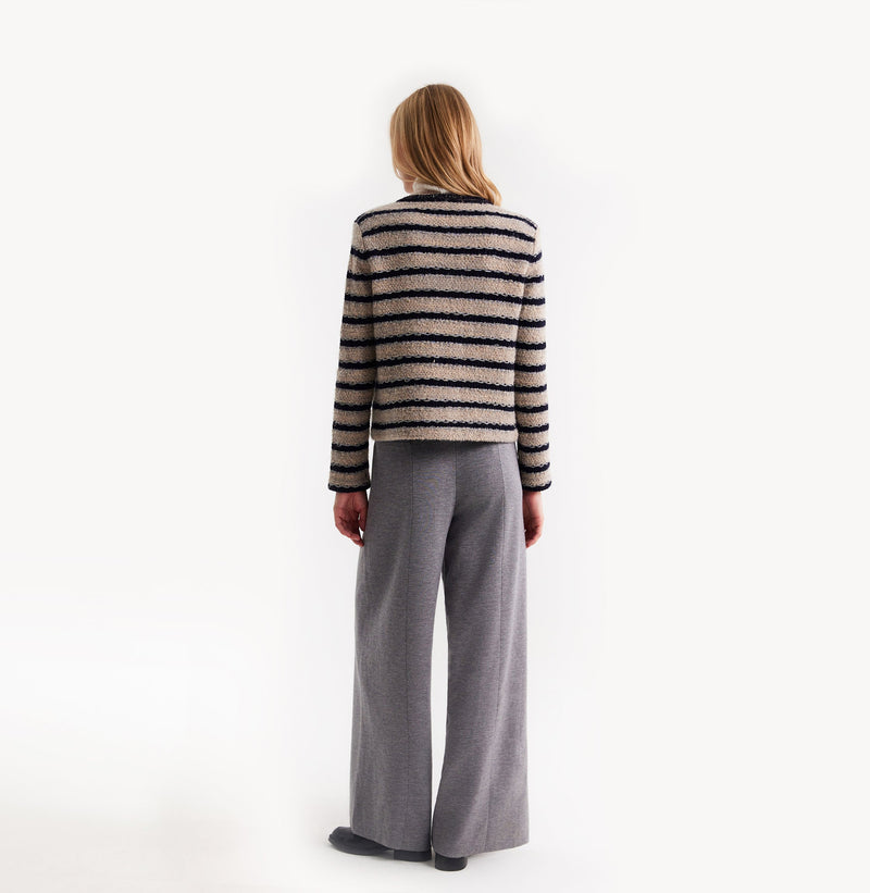 TWEED STRIPED CREWNECK JACKET